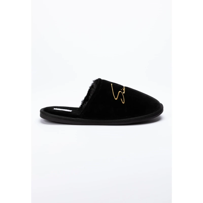Image of SikSilk Embroidered Logo Slippers - Black 4