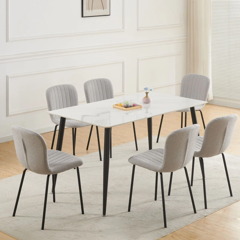 Image of MCC Direct Bella Luxe Set of 6 Teddy Faux Fur Dining Chairs in Light Grey Light Grey Unisex