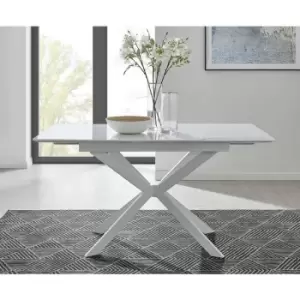 Image of Lira 100cm Rectangular Extending White High Gloss 4 6 Seat Dining Table