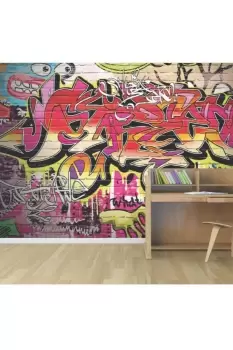 image of City Graffiti Wall Multi Matt Smooth Paste the Wall Mural 300cm wide x 240cm high