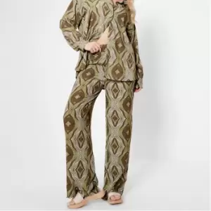 Image of I Saw It First ISAWITFIRST Abstract Print Wide Leg Trousers - Green