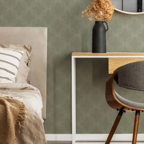 Image of Superfresco Easy - Serpentine Geometric Sage Wallpaper - Green