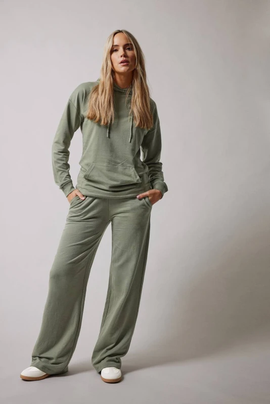 Image of Long Tall Sally Womens Tall Wide Leg Joggers in Green Size: 10L Green Female 10L