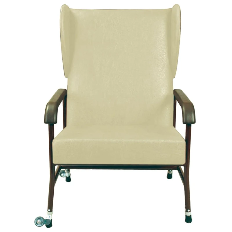 Image of Loops High Back Bariatric Chair - Height Adjusable - Transfer Wheels - Cream Vinyl Multi