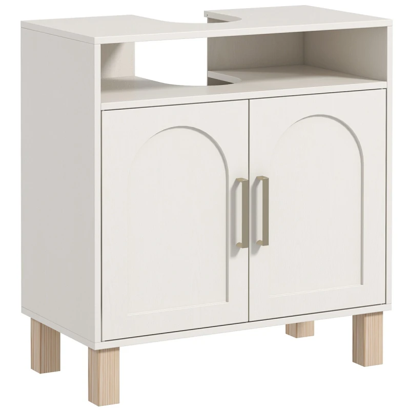 Image of HOMCOM HOMCOM Under Sink Bathroom Cabinet for Basin without Pedestal, Cream White Cream One Size Unisex 5063603044623