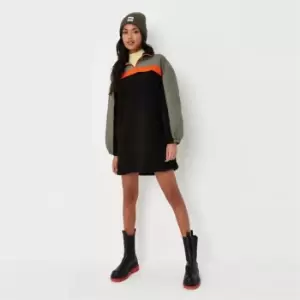 image of Missguided Curve Borg Half Zip Sweater - Black