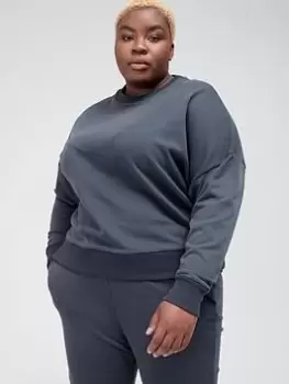 Image of adidas Studio Lounge Sweat (Plus Size) - Dark Grey, Size 2X, Women