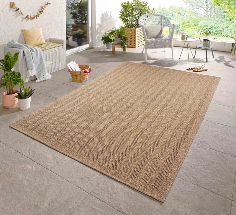 Image of Modern Herringbone Design Outdoor-Indoor Rugs Jute 160X230 Cm