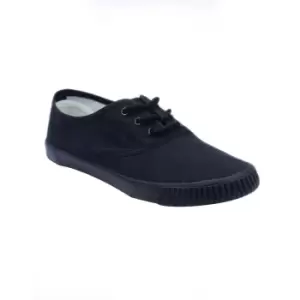 Image of Mirak Mono Black Lace Childrens Plimsolls / Boys Gym Trainers (1 UK) (Black)