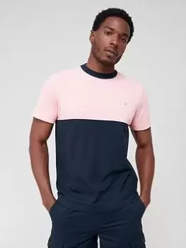 Image of Farah Tony Colour Block T-Shirt, Pink, Size XL, Men