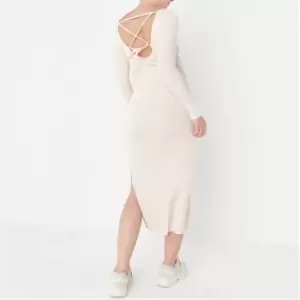 image of Missguided Rib Cross Back Midi Dress - White