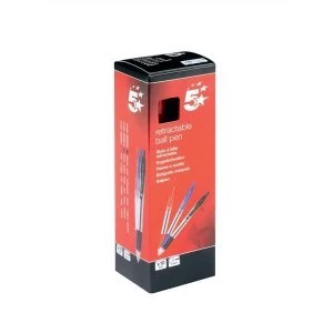 Image of 5 Star Office Retractable Grip Ball Pen 1.0mm Tip 0.4mm Line Red Pack 10