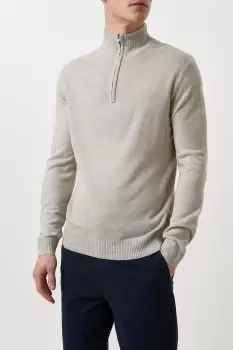 Image of Mens 1/4 Zip Knitted Funnel Jumper