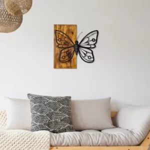 Image of Butterfly 3 Walnut Black Decorative Wooden Wall Accessory