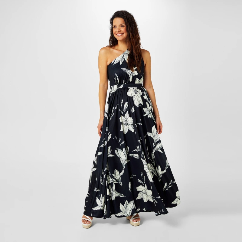 Image of Biba Biba One Shoulder Maxi Dress - Multi Multi 8
