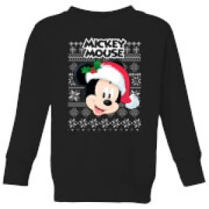 image of Disney Classic Mickey Mouse Kids Christmas Sweatshirt - Black - 11-12 Years