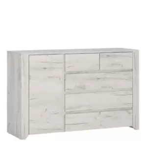 image of Angel 1 Door 2+3 Drawer Chest In White Craft Oak Effect