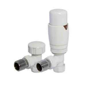 Image of Heating Style Round Angled TRV and LS Radiator Valves - White