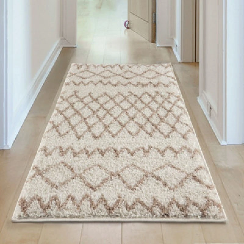 Image of The Rugs Moroccan Ivory Shaggy Living Room Rug 930