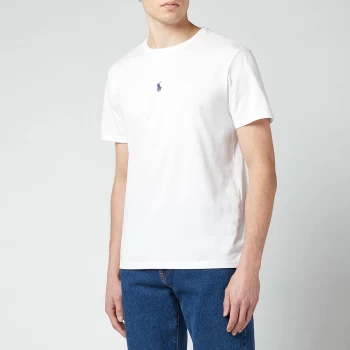 Image of Polo Ralph Lauren Mens Jersey Centre Polo Player Crewneck T-Shirt - White - M