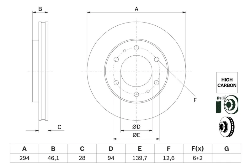 Image of Brake disc Bosch 0 986 479 F45