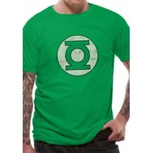 image of Green Lantern Distressed Logo DC Essentials Range T-Shirt Small