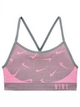 image of Nike Girls Indy Seamless Sports Bra - Grey Pink