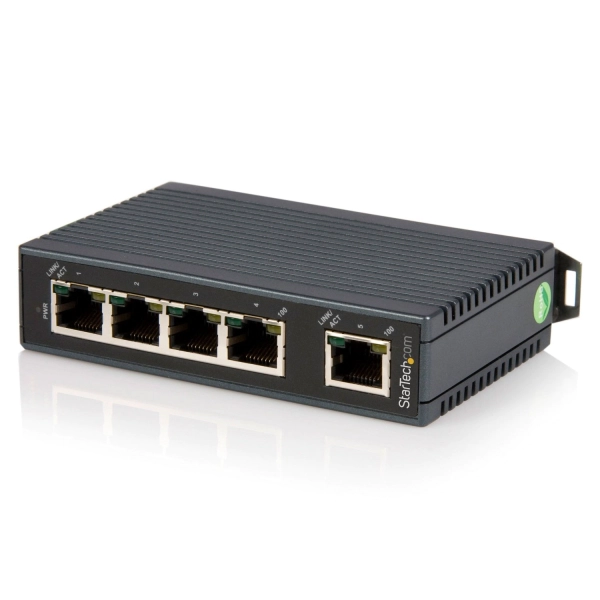 image of StarTech 5 port Industrial Ethernet Switch Din Rail Mountable