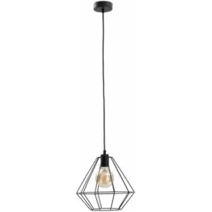 Keter Lighting - Keter Faro Wire Frame Pendant Ceiling Light Black, 29cm, 1x E27