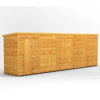 Image of 20x4 Power Windowless Pent Garden Shed - Brown