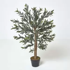 Image of Green Olive Tree Artificial Plant with Pot, 90cm - Green - Homescapes
