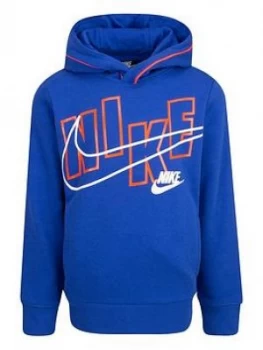 Image of Nike Younger Boys Logo Graphic Pullover Hoodie - Blue, Size 6-7 Years