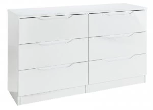 Image of Legato 3+3 Drawer Chest - White Gloss