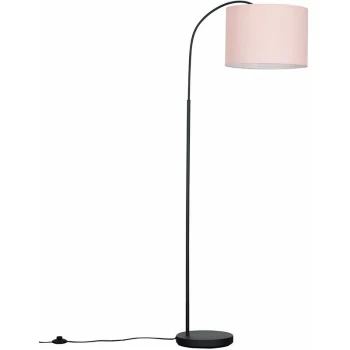 Image of Curved 150cm Dark Grey Floor Lamp - Pink