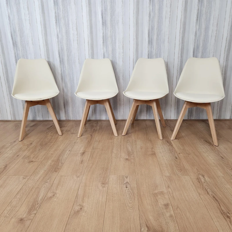 Image of KOSY KOALA KOSY KOALA Set of 4 Cream Dining Chairs PU Leather with Soft Padded Seat for Dining Room Multi One Size Unisex 5060711586472