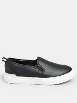 Image of Yours Extra Wide Fit Hardware Slip On Trainer Black, Size 4Eee, Women