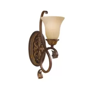 Image of Wall Light Detailed Wall Plate Opaque Ribbed Glass Tortoise Shell LED E27 60W