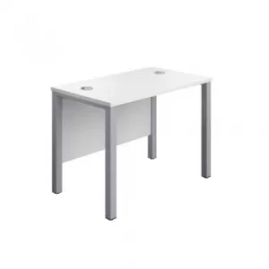 image of Jemini Goal Post Rectangular Desk 1000x600mmWhite-Silver GP1060RECWHSV