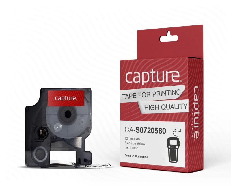 Image of Capture CA-S0720580 label-making tape Black on yellow D1