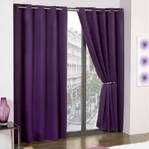 Image of Emma Barclay Cali Thermal Woven Blackout Eyelet Curtains, Amethyst, 46 x 54 Inch