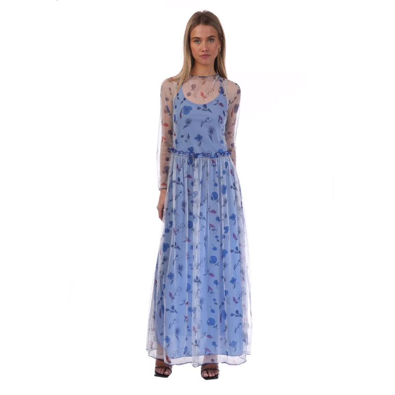 Image of Emporio Armani Semi Sheer Floral Print Maxi Dress Multi Colour female 8