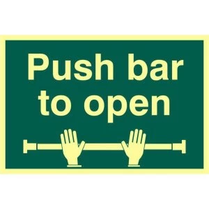 image of ASEC Push Bar To Open 200mm x 300mm PVC Self Adhesive Photo luminescent Sign