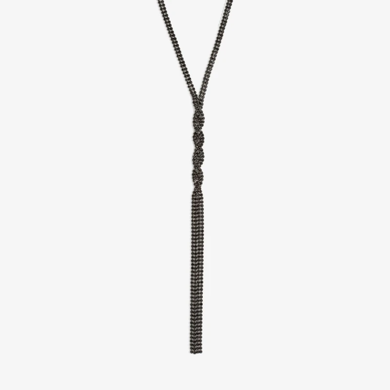 Image of Jon Richard Jet Twist Lariat Necklace Silver female