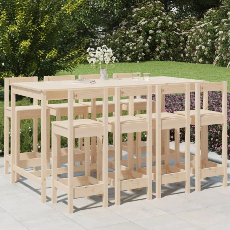 Image of VIDAXL 9 Piece Garden Bar Set Solid Wood Pine Vidaxl 8720845717353