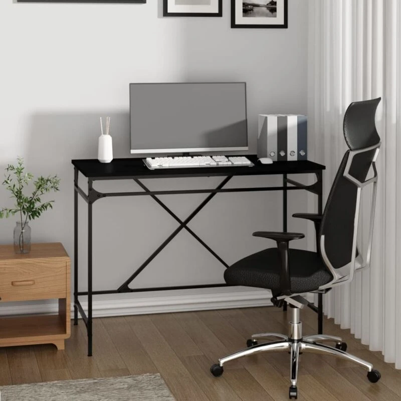 Image of VIDAXL Desk Black 100x50x75cm Engineered Wood and Iron Vidaxl 8720845742195