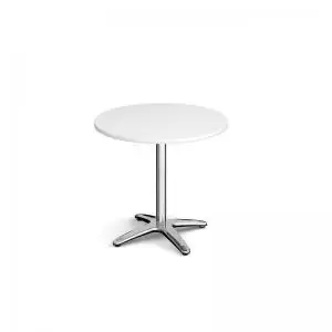 image of Roma circular dining table with 4 leg chrome base 800mm - white