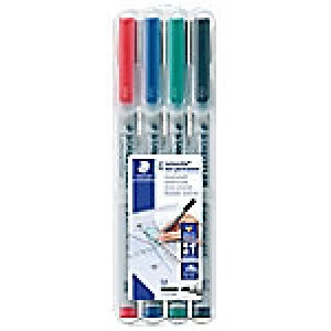 image of STAEDTLER OHP Marker Lumocolour 315 Bullet 1mm Assorted 4 Pieces