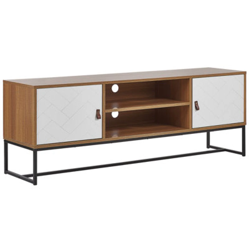 Image of Beliani TV Stand Nueva Light Brown/ White