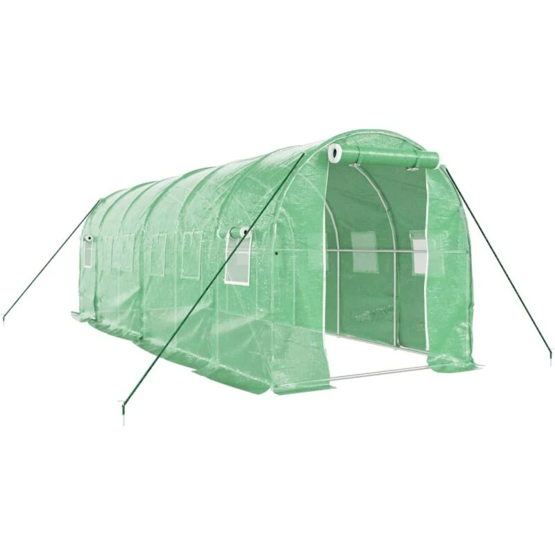 Image of vidaXL Greenhouse with Steel Frame Green 12 m 6x2x2 m, Green 3188018