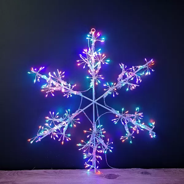 image of 40cm LED Hanging Snowflake Christmas Decoration in Rainbow